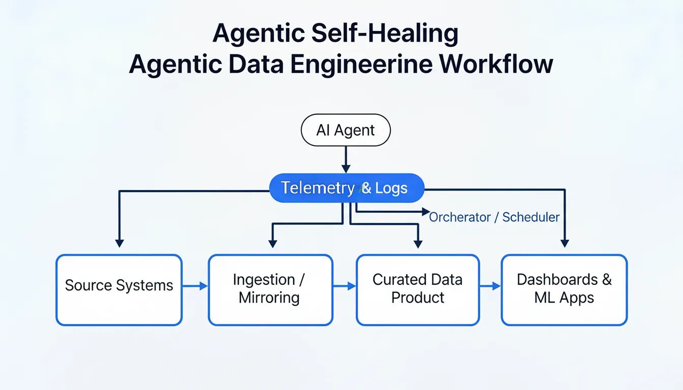 Zero-ETL mirroring into a lakehouse foundation used by agentic data engineering
